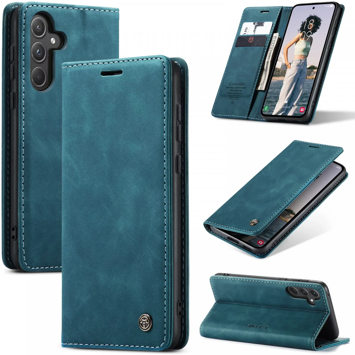 CaseMe 013 Samsung Galaxy A55 Hoesje Book Case met Standaard Blauw afbeelding 2