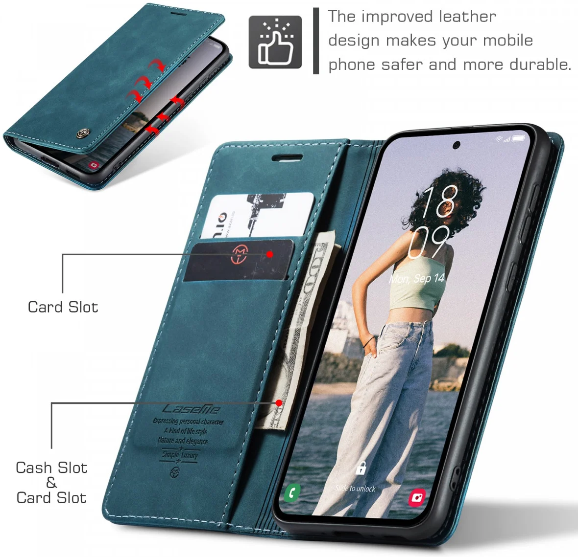CaseMe 013 Samsung Galaxy A55 Hoesje Book Case met Standaard Blauw afbeelding 6