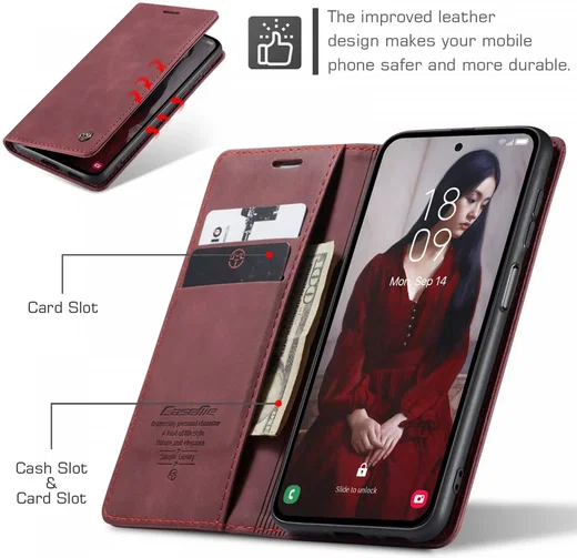 CaseMe 013 Samsung Galaxy A55 Hoesje Book Case met Standaard Rood afbeelding 6
