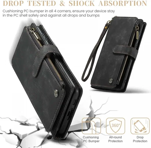 CaseMe C30 Samsung Galaxy A55 Hoesje Pasjeshouder Book Case Zwart afbeelding 4
