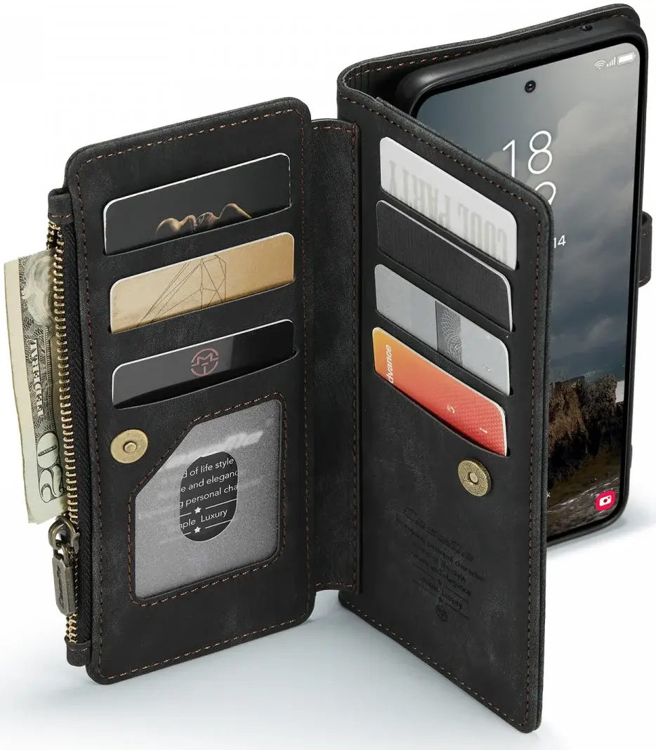CaseMe C30 Samsung Galaxy A55 Hoesje Pasjeshouder Book Case Zwart afbeelding 5