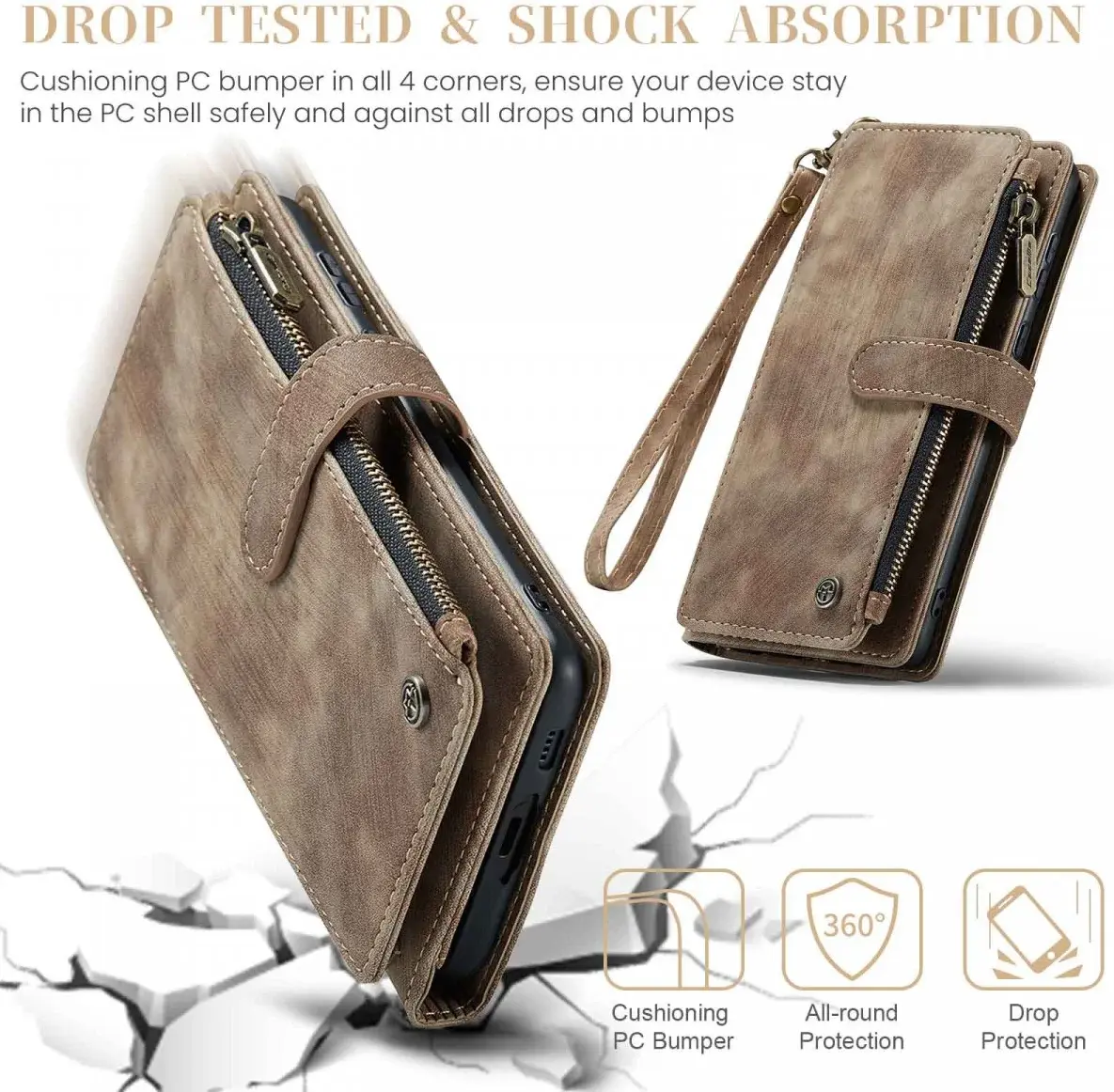 CaseMe C30 Samsung Galaxy A55 Hoesje Pasjeshouder Book Case Bruin afbeelding 3