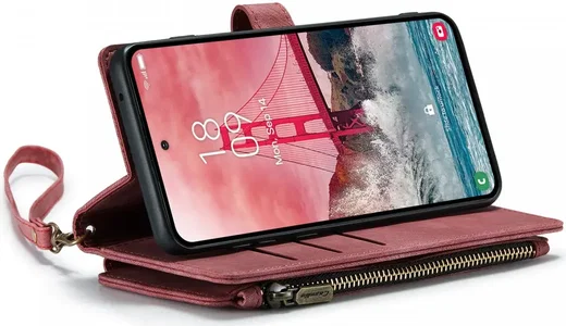CaseMe C30 Samsung Galaxy A55 Hoesje Pasjeshouder Book Case Rood afbeelding 7