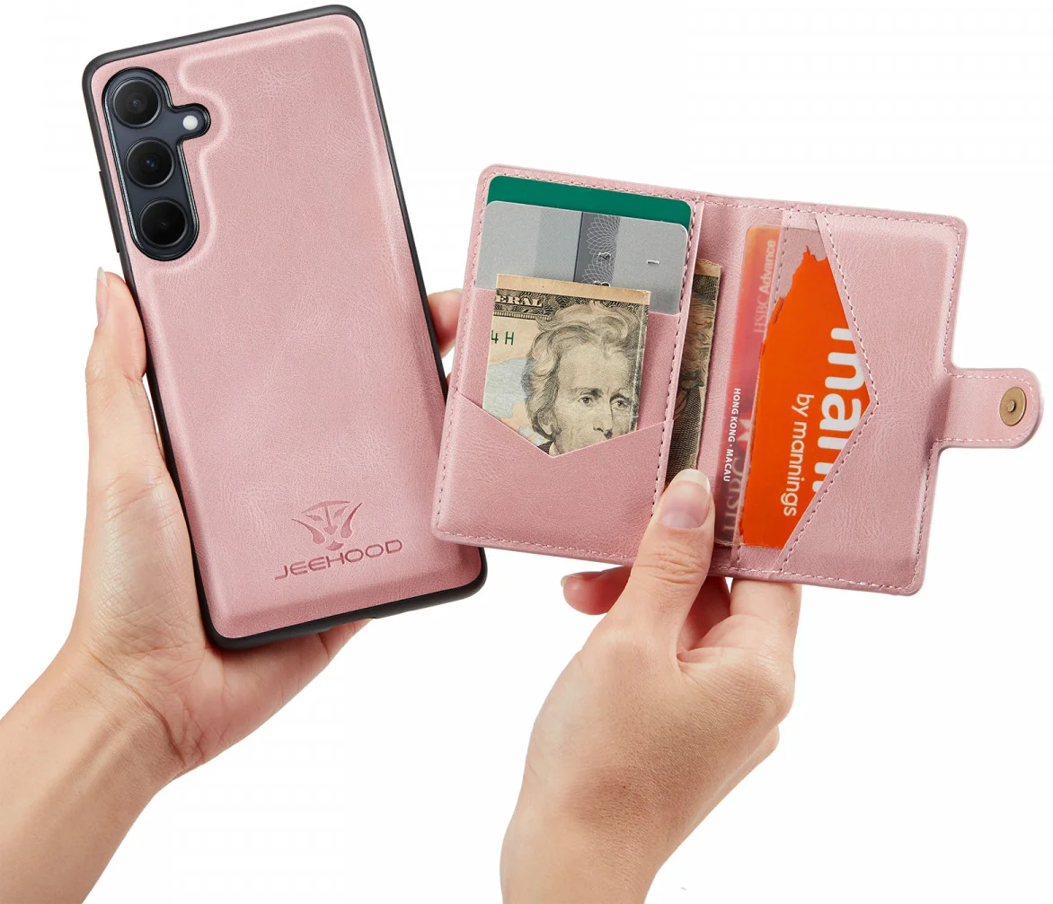 CaseMe JH-01 Samsung Galaxy A35 Hoesje Magnetische Kaarthouder Roze afbeelding 9