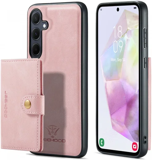 CaseMe JH-01 Samsung Galaxy A35 Hoesje Magnetische Kaarthouder Roze afbeelding 15