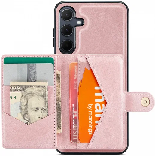 CaseMe JH-01 Samsung Galaxy A35 Hoesje Magnetische Kaarthouder Roze afbeelding 2