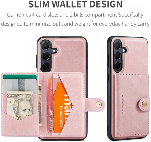 CaseMe JH-01 Samsung Galaxy A35 Hoesje Magnetische Kaarthouder Roze afbeelding 6