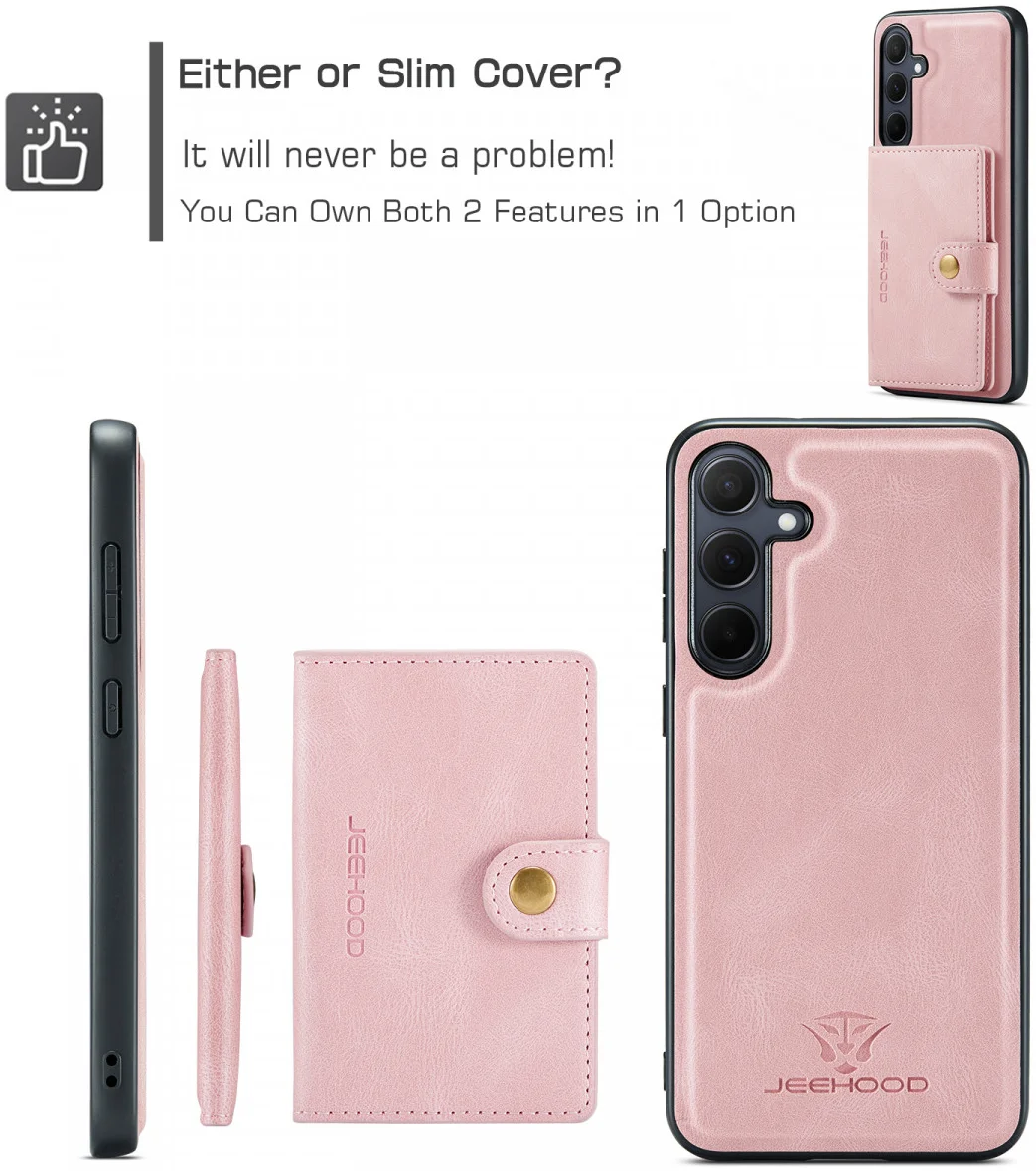 CaseMe JH-01 Samsung Galaxy A35 Hoesje Magnetische Kaarthouder Roze afbeelding 8