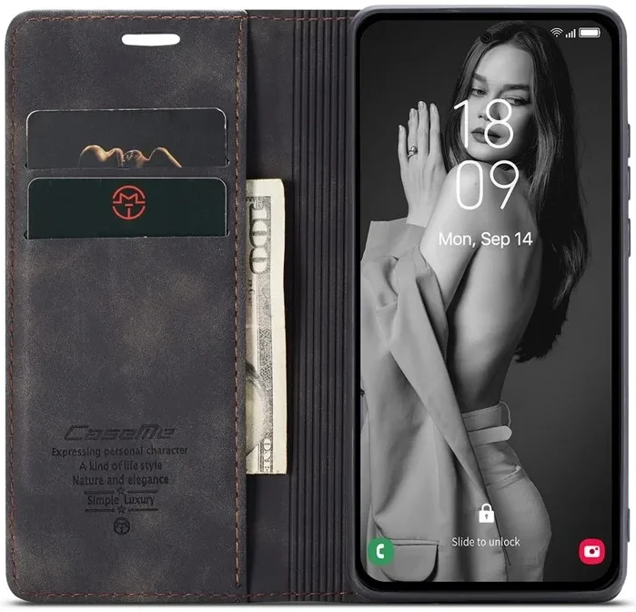 CaseMe 013 Samsung Galaxy A35 Hoesje Book Case met Standaard Zwart afbeelding 1
