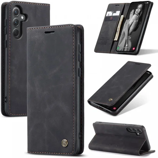 CaseMe 013 Samsung Galaxy A35 Hoesje Book Case met Standaard Zwart afbeelding 2