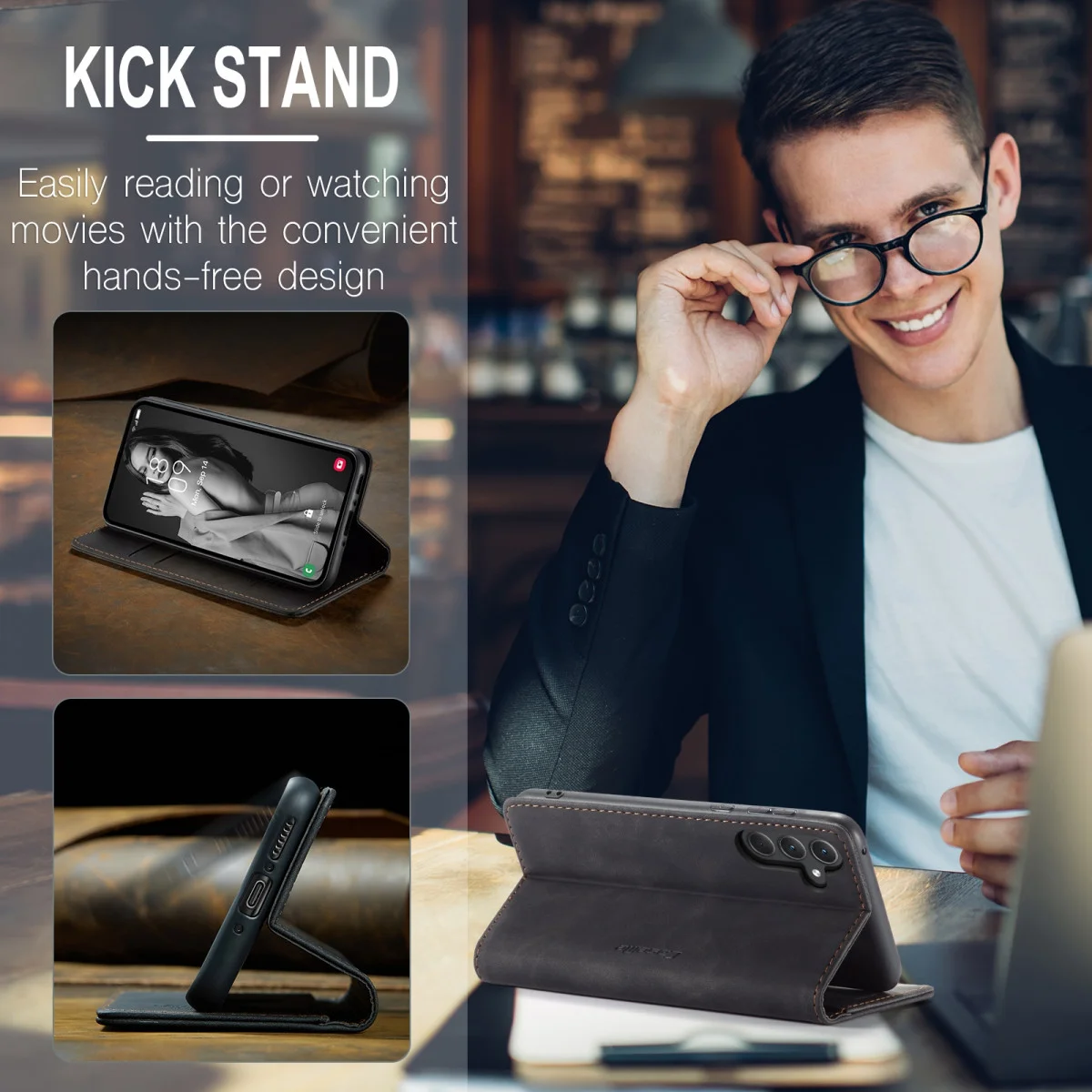CaseMe 013 Samsung Galaxy A35 Hoesje Book Case met Standaard Zwart afbeelding 4