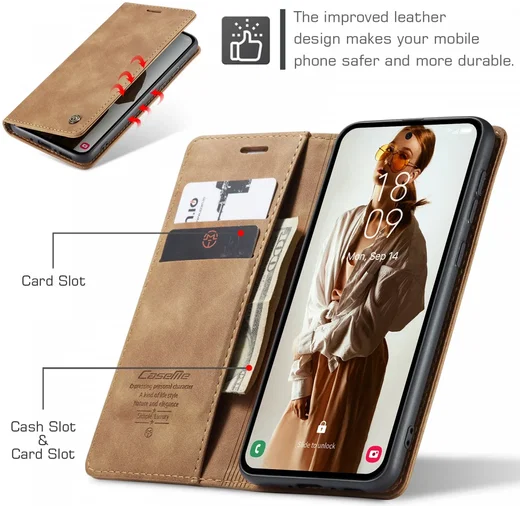 CaseMe 013 Samsung Galaxy A35 Hoesje Book Case met Standaard Bruin afbeelding 6