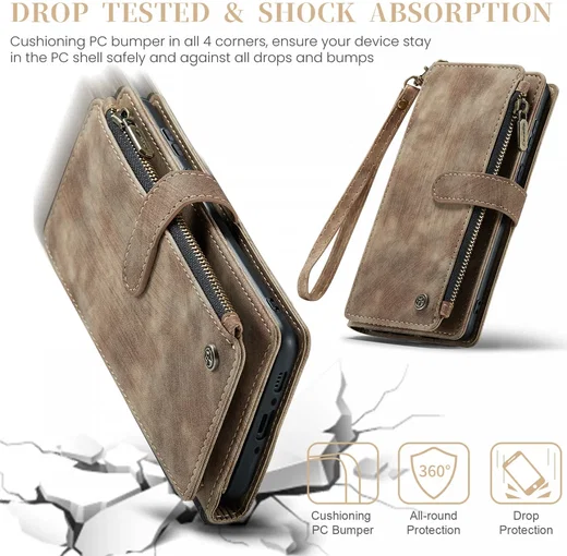 CaseMe C30 Samsung Galaxy A35 Hoesje Pasjeshouder Book Case Bruin afbeelding 4