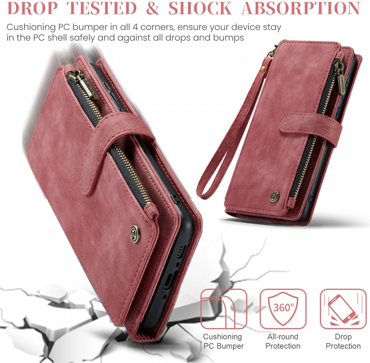 CaseMe C30 Samsung Galaxy A35 Hoesje Pasjeshouder Book Case Rood afbeelding 4