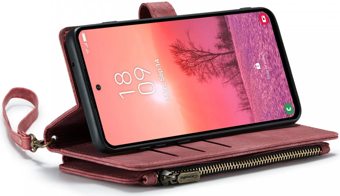 CaseMe C30 Samsung Galaxy A35 Hoesje Pasjeshouder Book Case Rood afbeelding 7