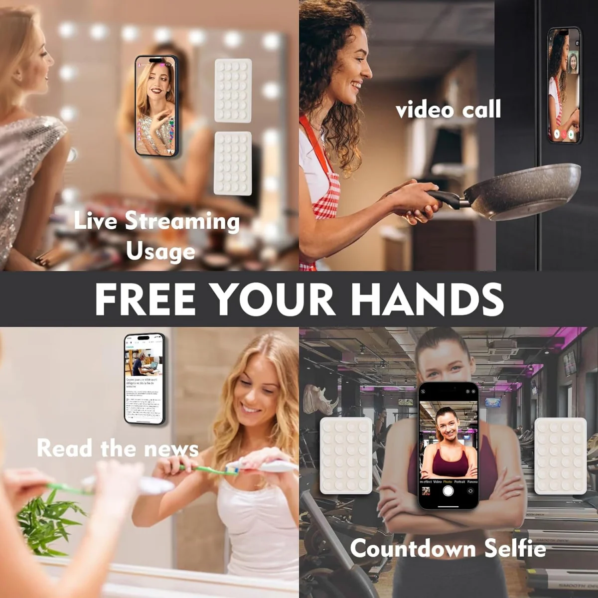 SBG Silliconen Zelfklevende Zuignapjes Sticker Telefoon Houder Zwart afbeelding 3