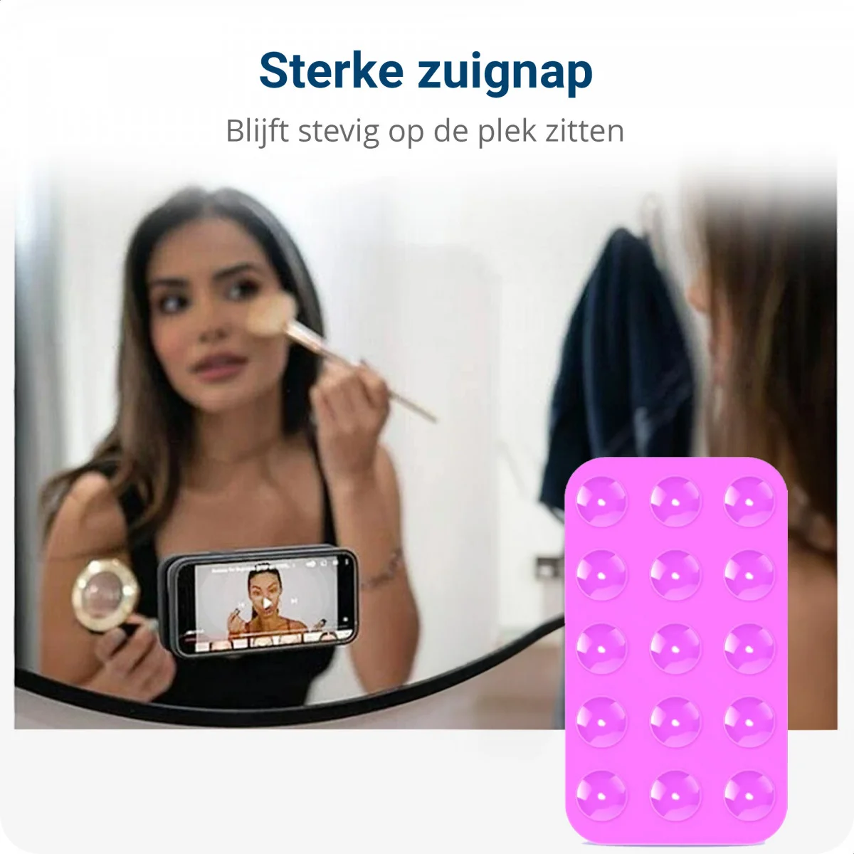 SBG Silliconen Zelfklevende Dubbelzijdige Zuignappen Telefoon Houder Roze afbeelding 4