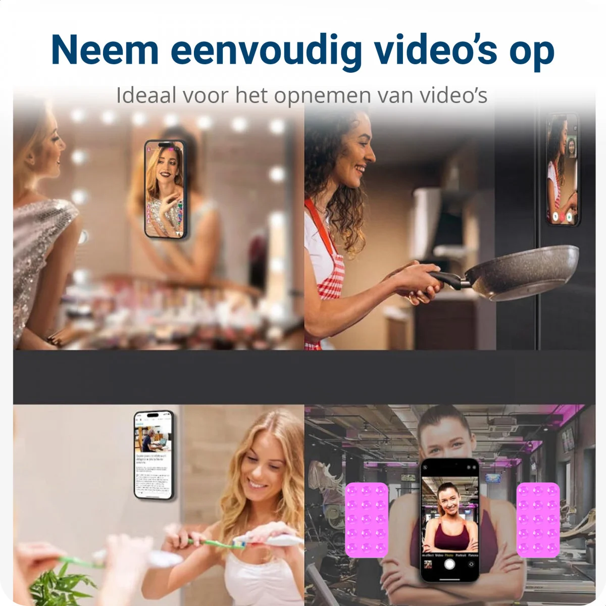 SBG Silliconen Zelfklevende Dubbelzijdige Zuignappen Telefoon Houder Roze afbeelding 6