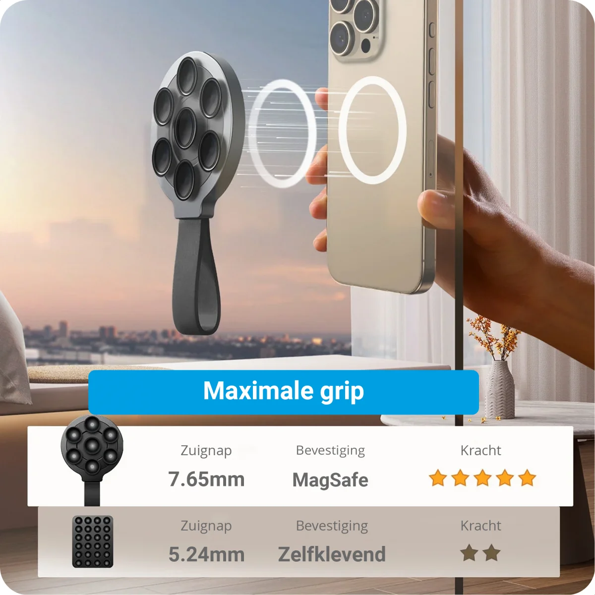 SBG MagSafe Zelfklevende Zuignap Telefoonhouder Zwart afbeelding 7