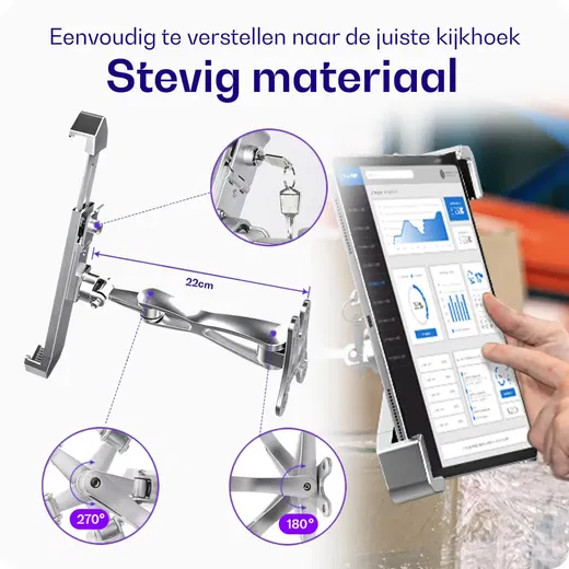 Buddi Lock Tablethouder Muur Schroefbevestiging Anti-Diefstal met Slot Zwart afbeelding 2