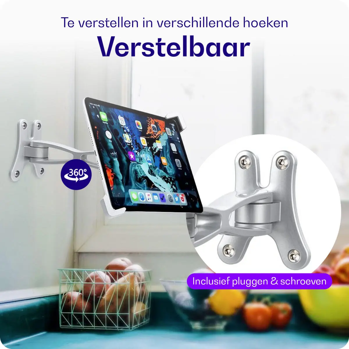 Buddi Lock Tablethouder Muur Schroefbevestiging Anti-Diefstal met Slot Zwart afbeelding 3