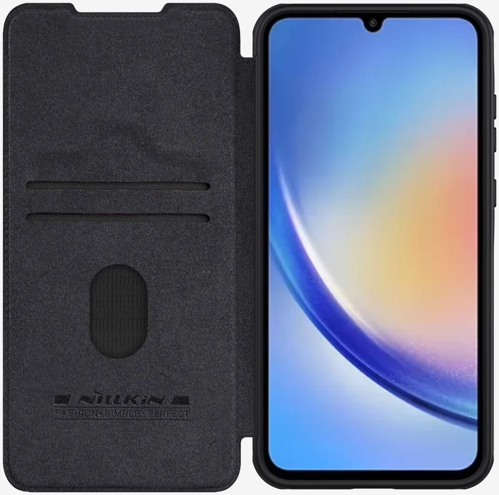 Nillkin Qin Pro Samsung Galaxy A55 Hoesje Book Case met Camera Slider Zwart afbeelding 1