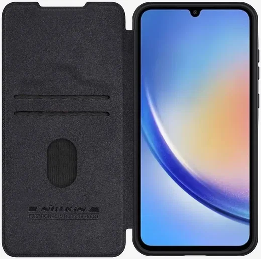 Nillkin Qin Pro Samsung Galaxy A55 Hoesje Book Case met Camera Slider Zwart afbeelding 1