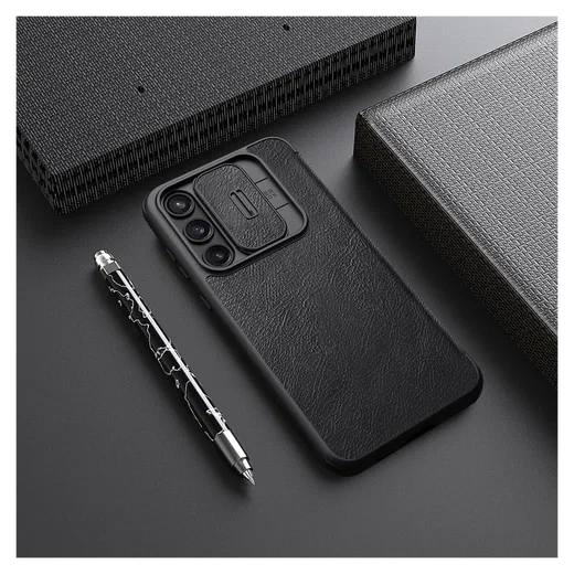 Nillkin Qin Pro Samsung Galaxy A55 Hoesje Book Case met Camera Slider Zwart afbeelding 3