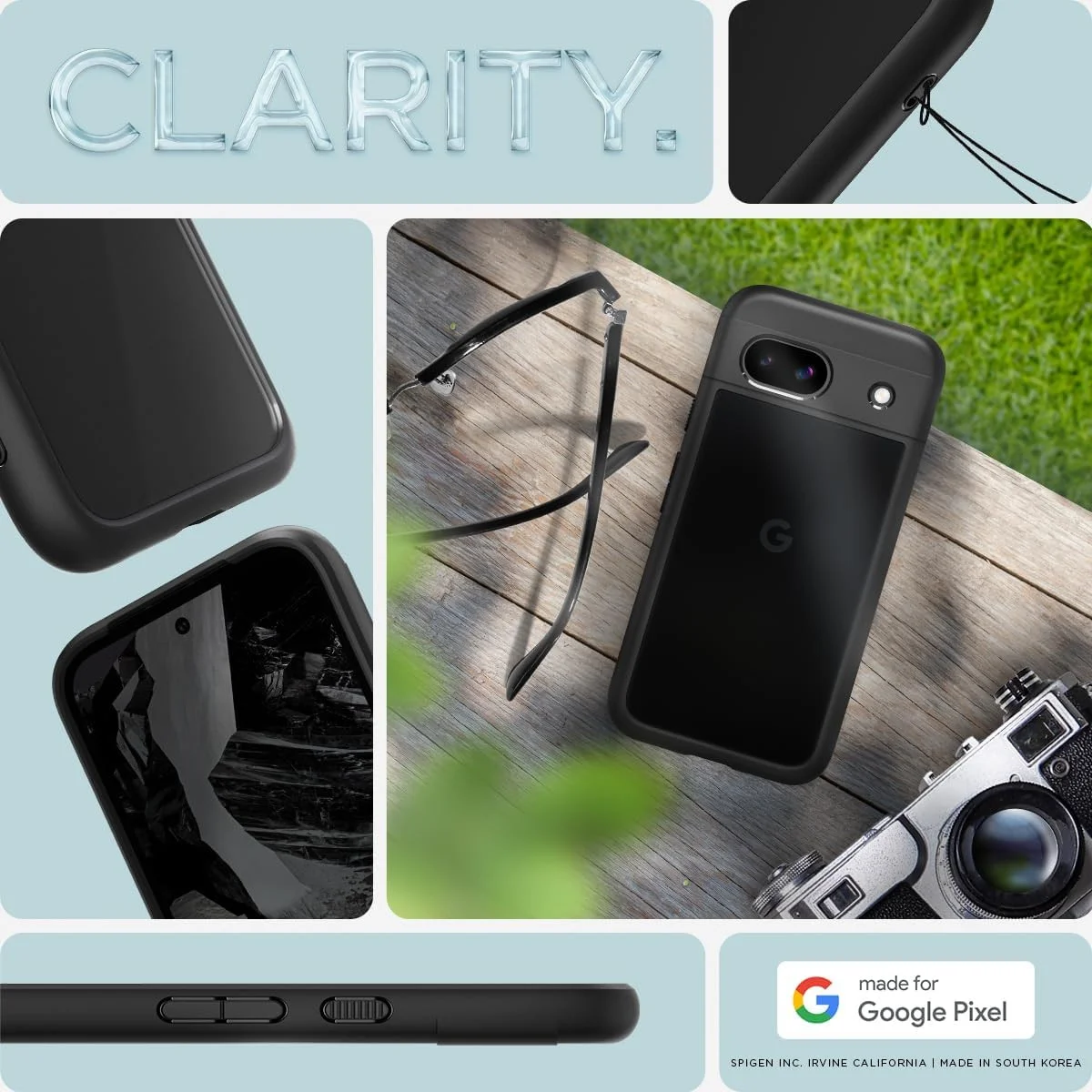 Spigen Ultra Hybrid Google Pixel 8a Hoesje Back Cover Zwart afbeelding 2