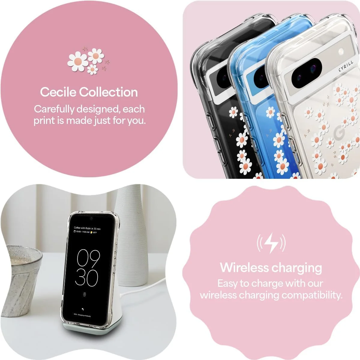 Spigen Cyrill Cecile Google Pixel 8a Hoesje Back Cover White Daisy afbeelding 7