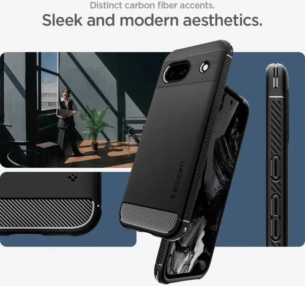 Spigen Rugged Armor Google Pixel 8a Hoesje Back Cover Zwart afbeelding 5