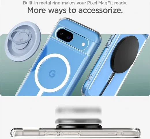 Spigen Ultra Hybrid OneTap Google Pixel 8a Hoesje Transparant Wit afbeelding 3