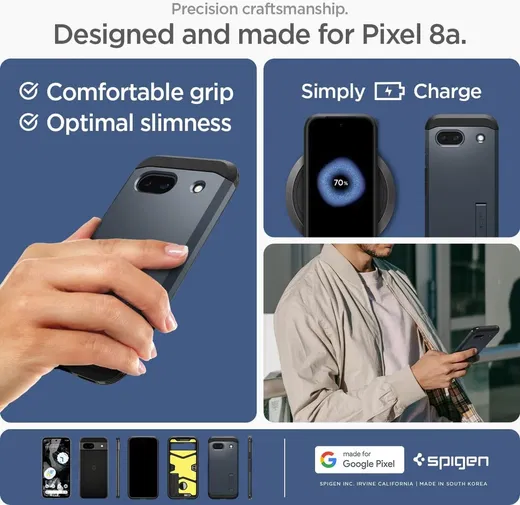 Spigen Tough Armor Google Pixel 8a Hoesje Back Cover Metal Slate afbeelding 7