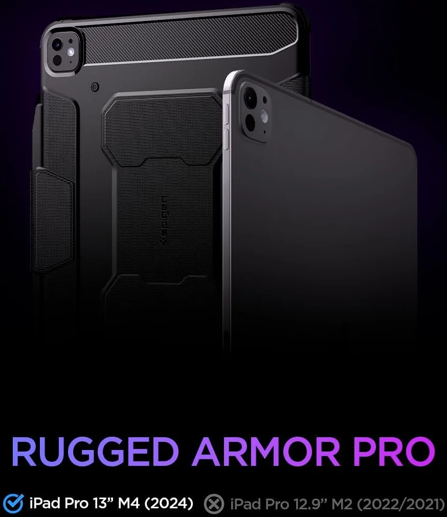 Spigen Rugged Armor Pro iPad Pro 13 (2024/2025) Hoes Book Case Zwart afbeelding 3