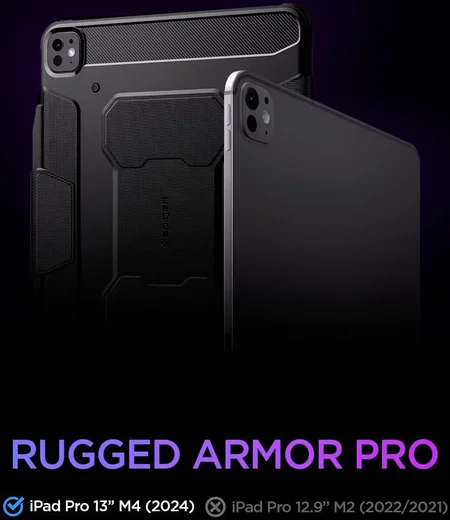 Spigen Rugged Armor Pro iPad Pro 13 (2024/2025) Hoes Book Case Zwart afbeelding 3
