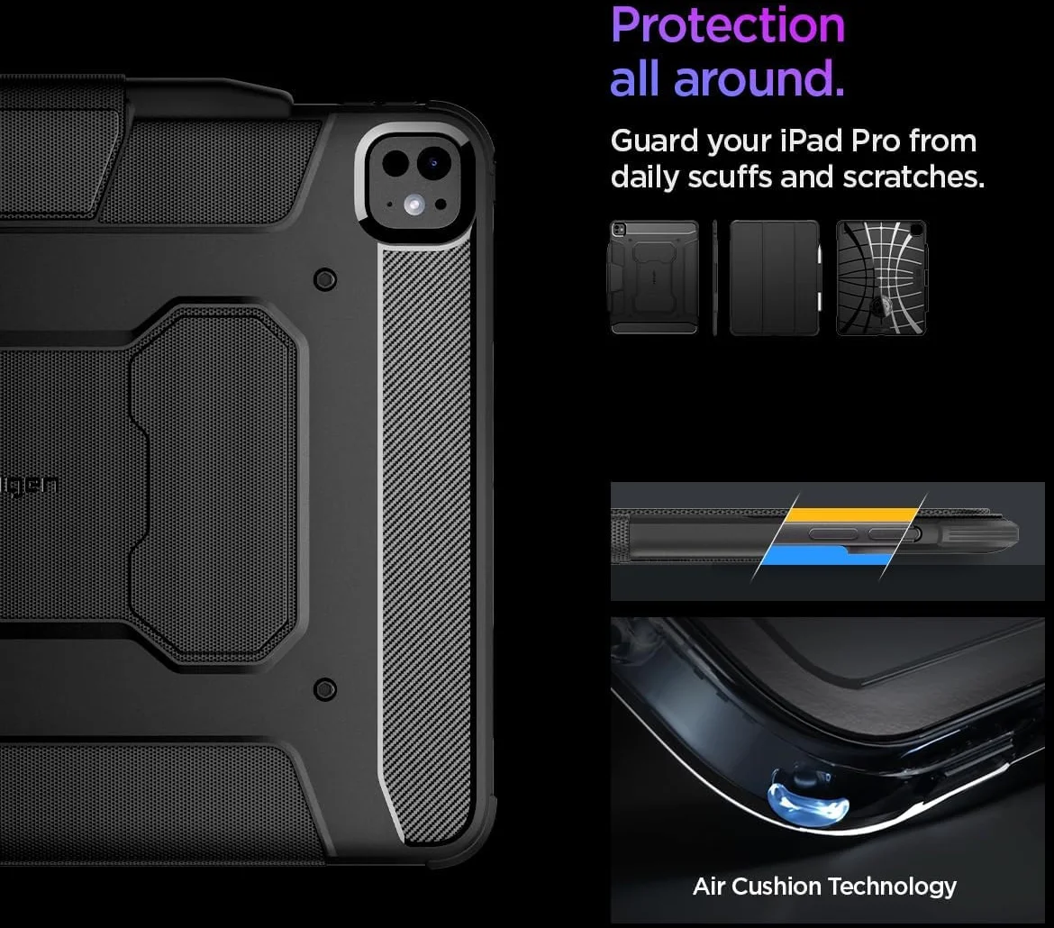 Spigen Rugged Armor Pro iPad Pro 13 (2024/2025) Hoes Book Case Zwart afbeelding 4