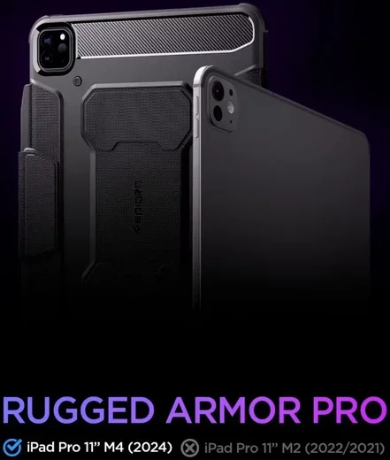 Spigen Rugged Armor Pro iPad Pro 11 (2024/2025) Hoes Zwart afbeelding 5