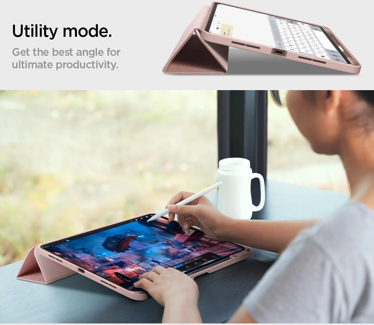 Spigen Urban Fit iPad Pro 11 (2024/2025) Hoes Book Case Roze afbeelding 6