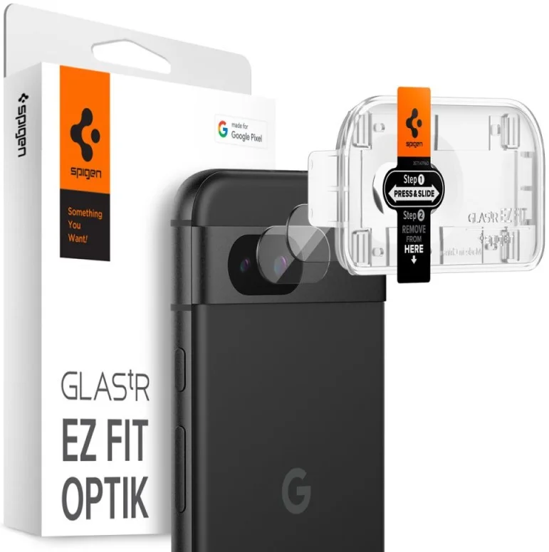 Spigen EZ Fit Optik Pro Google Pixel 8a Camera Lens Protector Zwart (2-Pack) afbeelding 1
