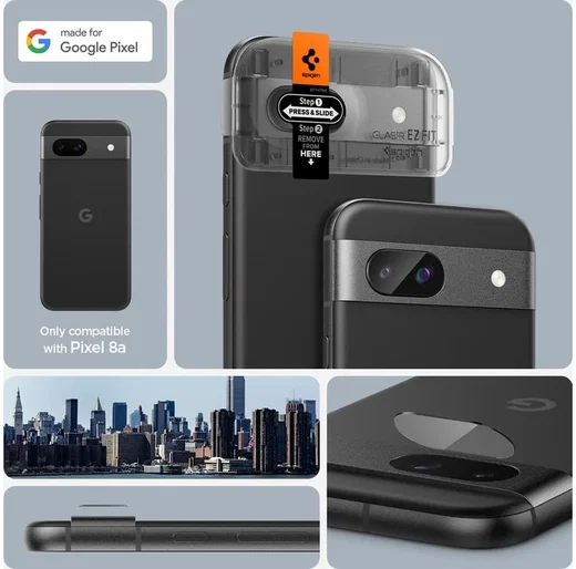 Spigen EZ Fit Optik Pro Google Pixel 8a Camera Lens Protector Zwart (2-Pack) afbeelding 3