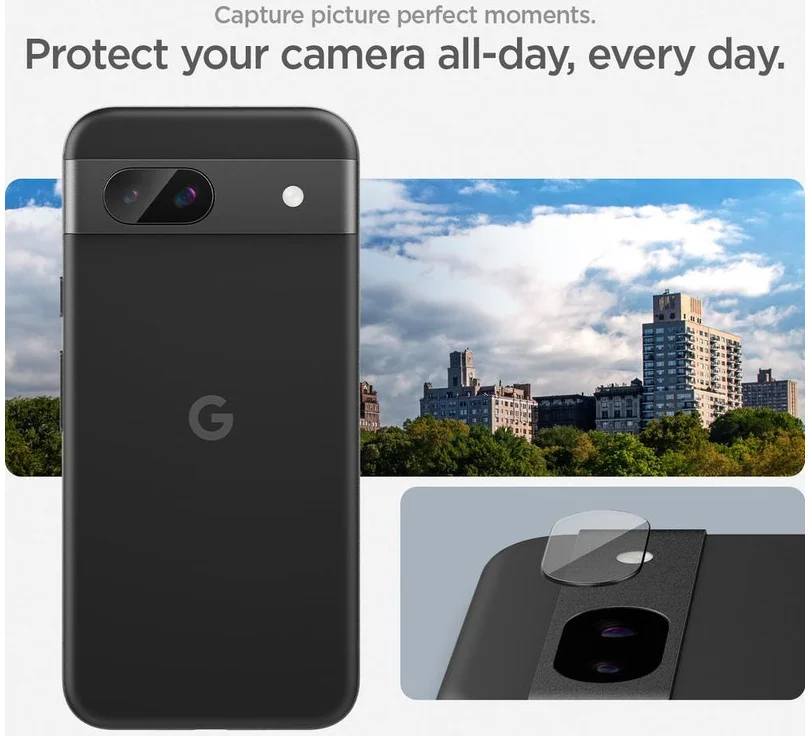 Spigen EZ Fit Optik Pro Google Pixel 8a Camera Lens Protector Zwart (2-Pack) afbeelding 4