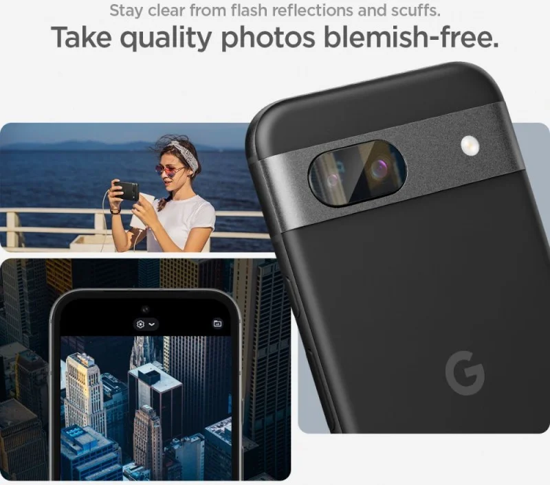 Spigen EZ Fit Optik Pro Google Pixel 8a Camera Lens Protector Zwart (2-Pack) afbeelding 5
