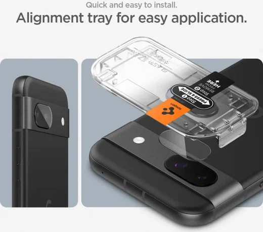 Spigen EZ Fit Optik Pro Google Pixel 8a Camera Lens Protector Zwart (2-Pack) afbeelding 6