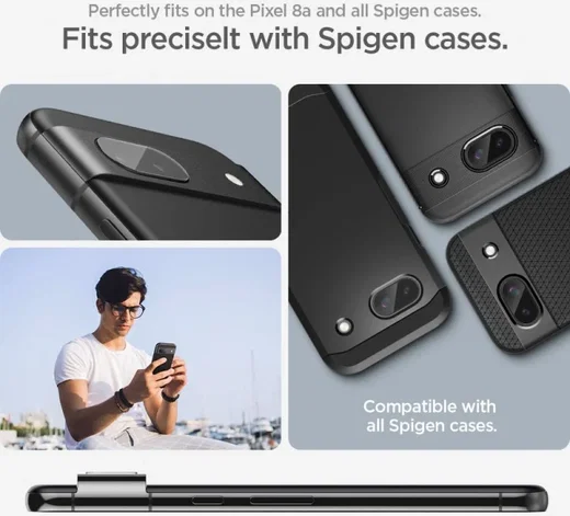 Spigen EZ Fit Optik Pro Google Pixel 8a Camera Lens Protector Zwart (2-Pack) afbeelding 7