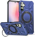 Samsung Galaxy A35 Hoesje MagSafe Magnetische Ring Stand Blauw