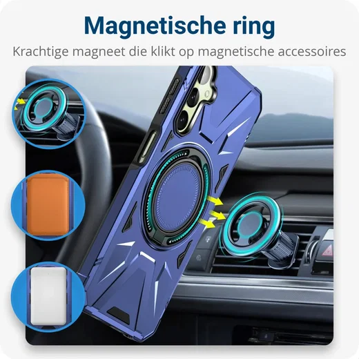 Samsung Galaxy A35 Hoesje MagSafe Magnetische Ring Stand Blauw afbeelding 2