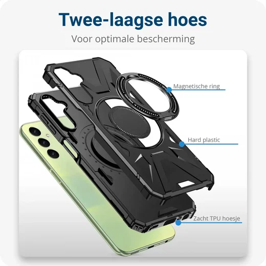 Samsung Galaxy A55 Hoesje MagSafe Magnetische Ring Stand Zwart afbeelding 4