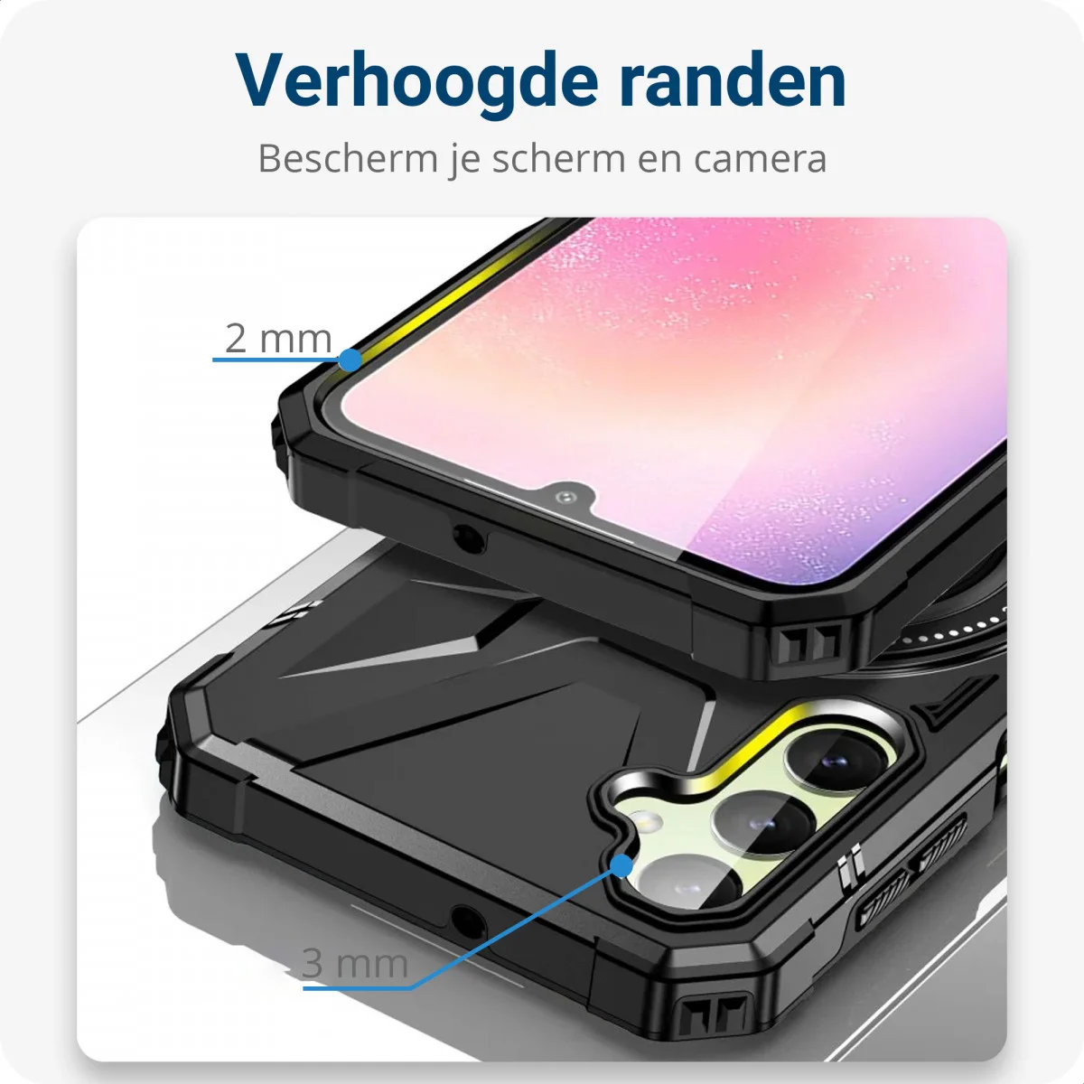 Samsung Galaxy A55 Hoesje MagSafe Magnetische Ring Stand Zwart afbeelding 5