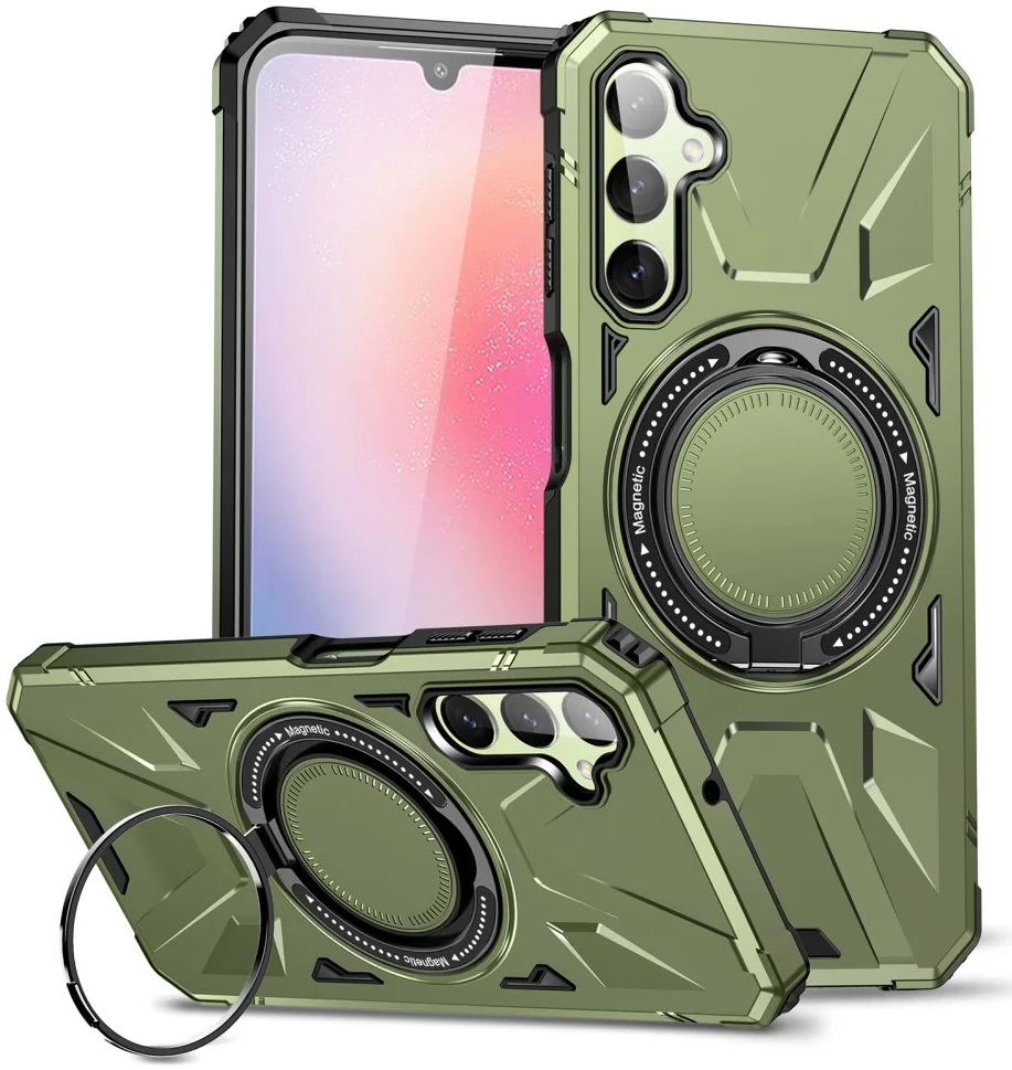 Samsung Galaxy A55 Hoesje MagSafe Magnetische Ring Stand Groen afbeelding 1