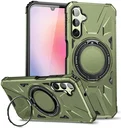 Samsung Galaxy A55 Hoesje MagSafe Magnetische Ring Stand Groen